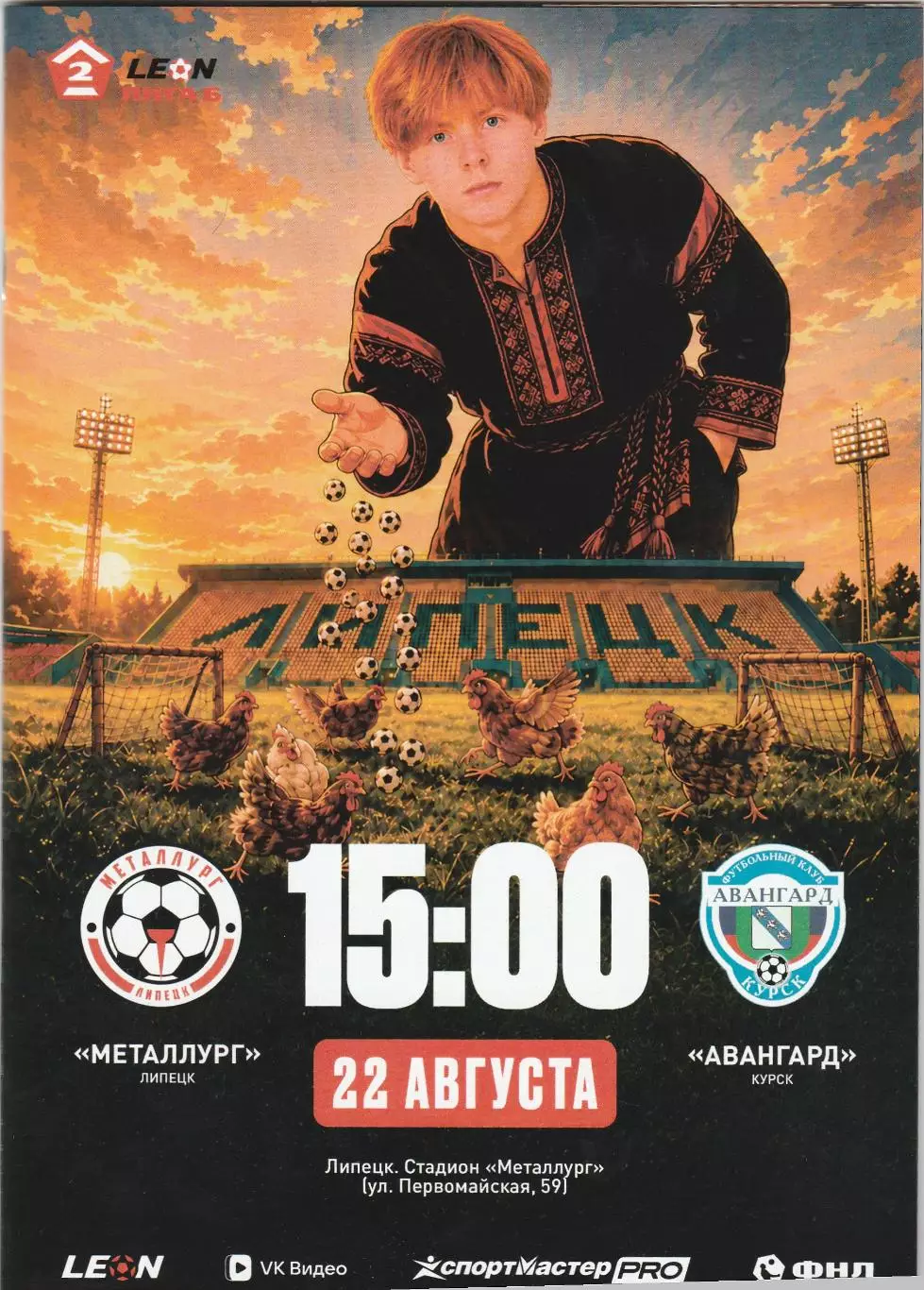 Металлург (Липецк) - Авангард (Курск) 22.08.2026 (Оф. 20 стр. Тир 170 шт)