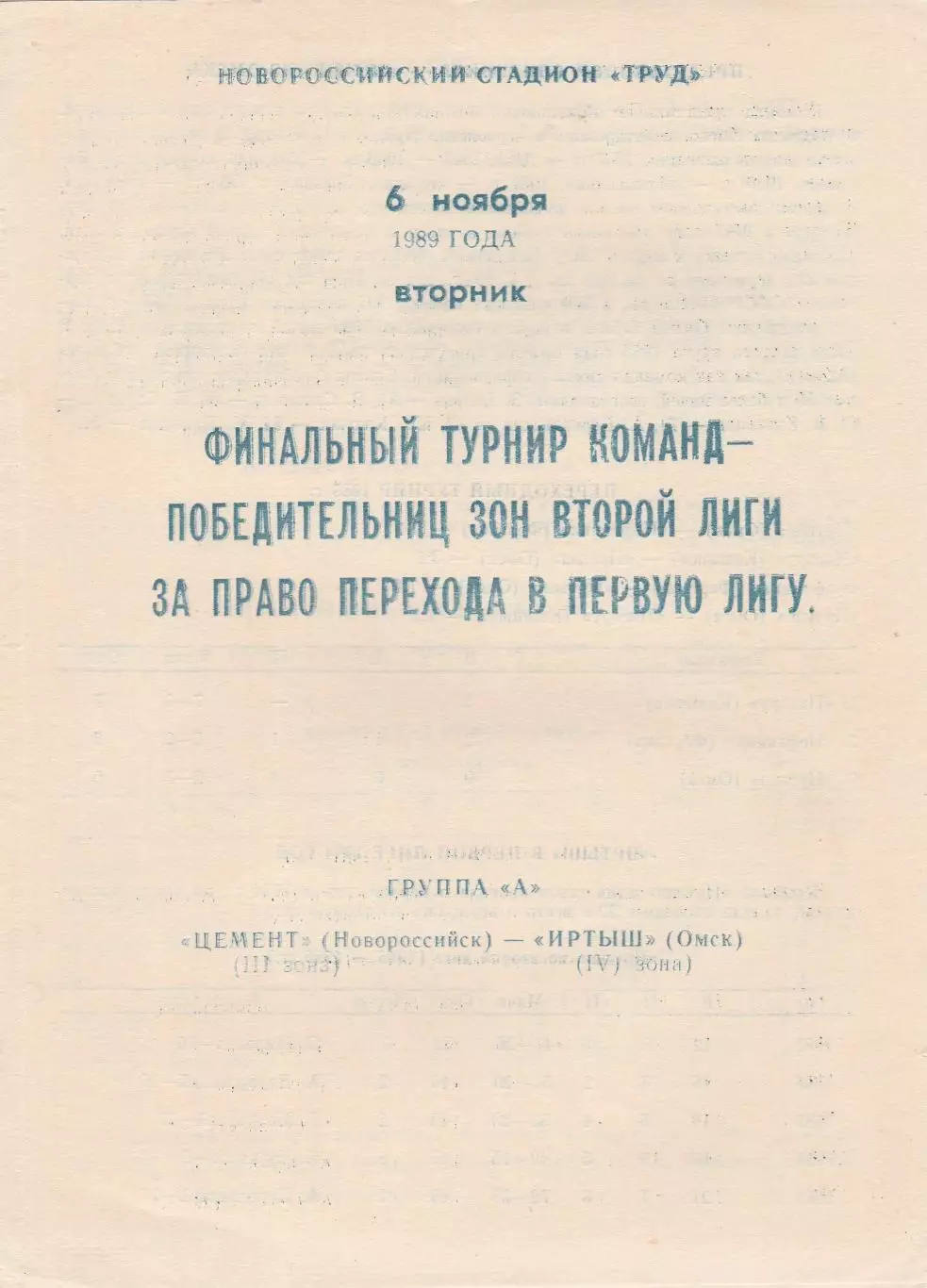 Цемент (Новороссийск) - Иртыш (Омск) 06.11.1989 Переходный т-р