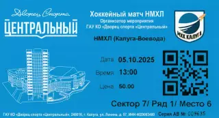 Билет МХК Калуга - Воевода (Подольск) 05.10.2025