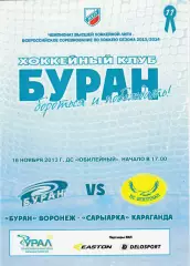Буран (Воронеж) - Сарыарка (Караганда) 16.11.2013