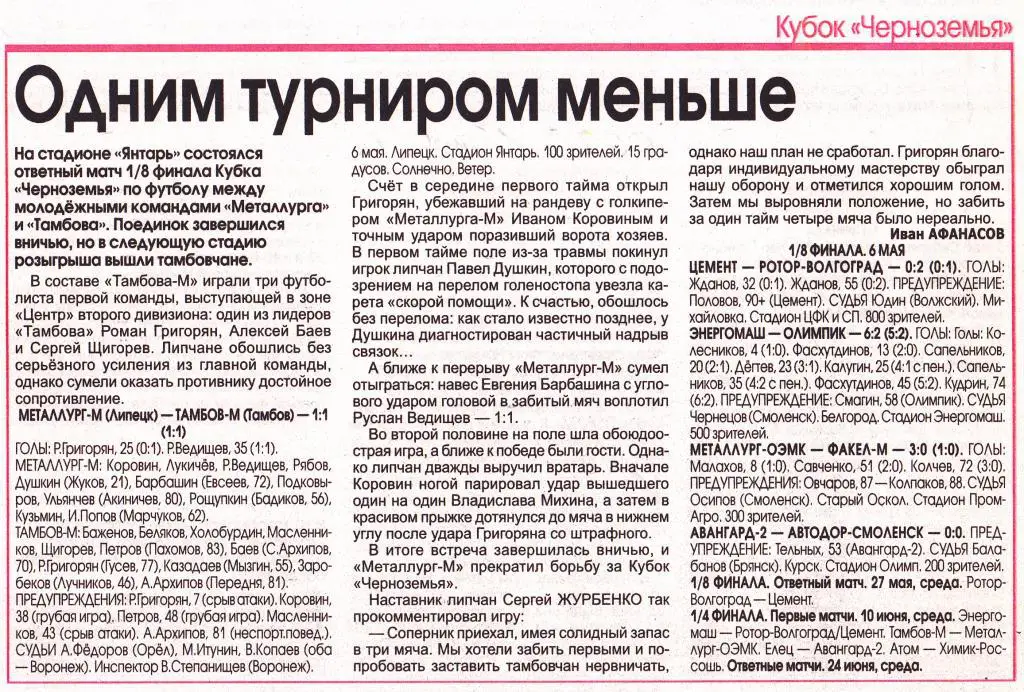 Отчет Металлург-М (Липецк) - Тамбов-М (Тамбов) 06.05.2015 Куб.Черноземья 1/8