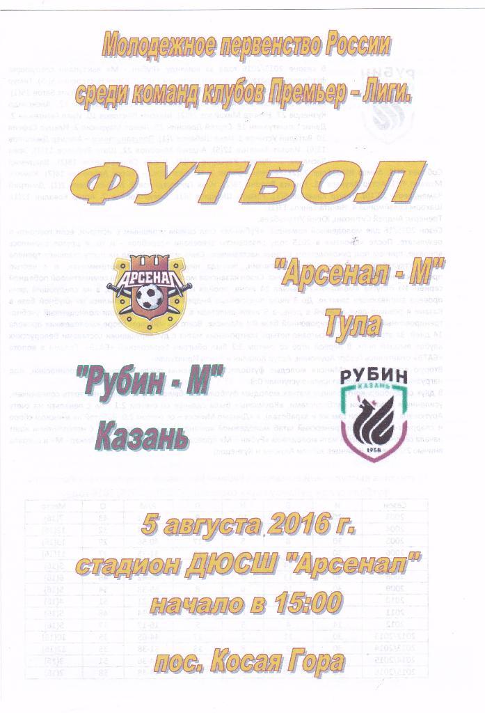 Арсенал-М (Тула) - Рубин-М (Казань) 05.08.2016