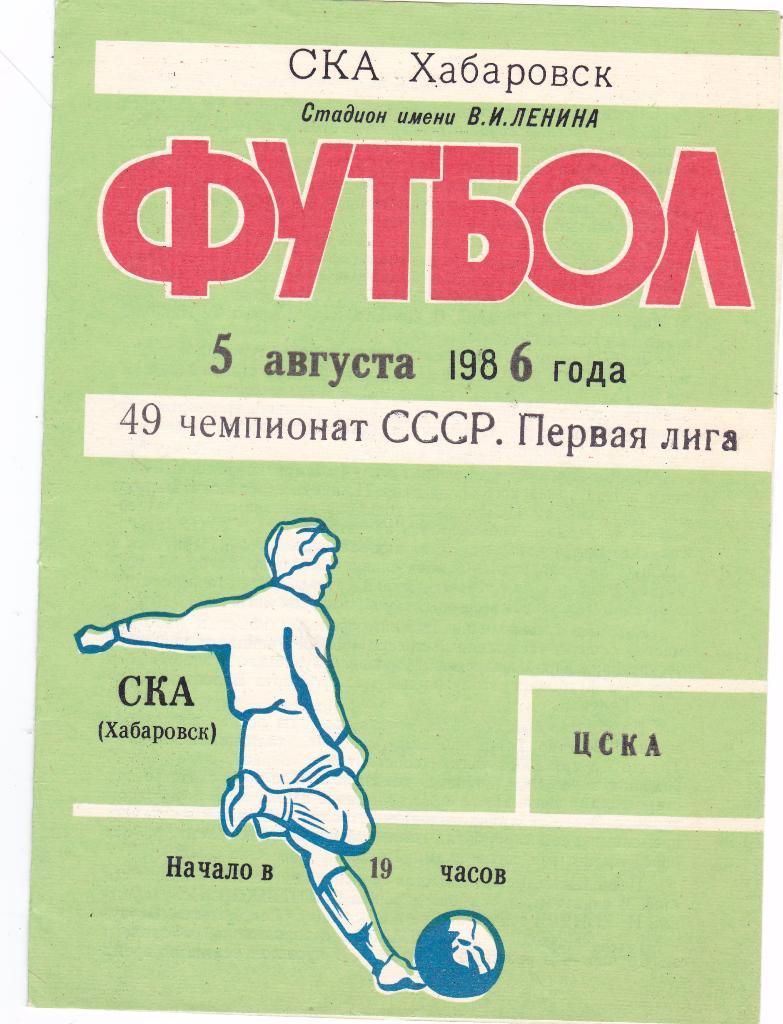 СКА (Хабаровск) - ЦСКА (Москва) 05.08.1986