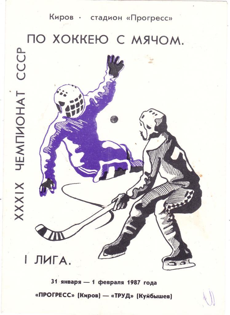 Прогресс (Киров) - Труд (Куйбышев) 31.01-01.02.1987
