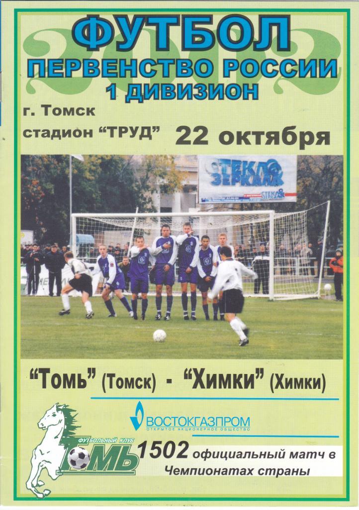 Томь (Томск) - ФК Химки 22.10.2002