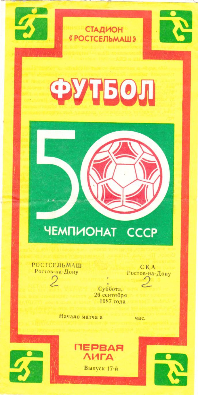 Ростсельмаш (Ростов) - СКА (Ростов) 26.09.1987