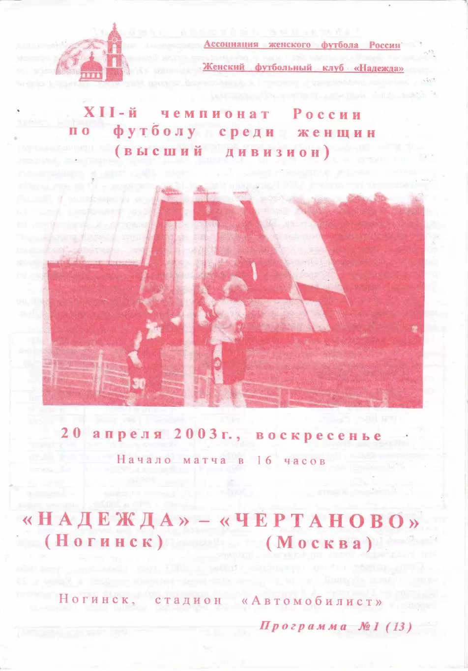 ЖФК Надежда (Ногинск) - Чертаново (Москва) 20.04.2003