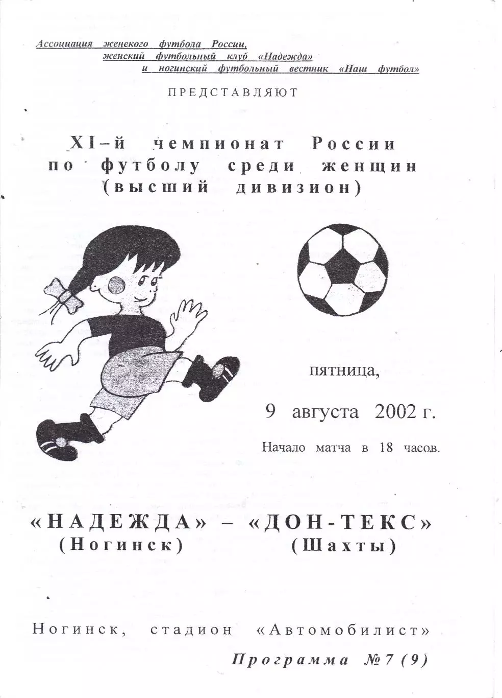 ЖФК Надежда (Ногинск) - Дон-Текс (Шахты) 09.08.2002