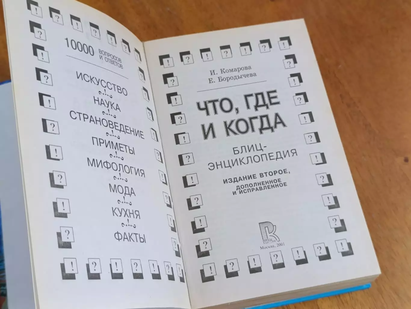 Комарова И. И., Бородычева Е. С. ЧТО, ГДЕ И КОГДА? Блиц-энциклопедия 2001 3