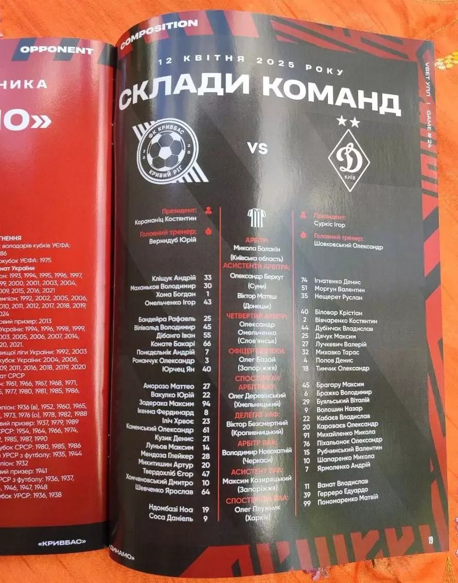 Кривбас Кривий Ріг - Динамо Київ 2024/2025 12.04.2025 1