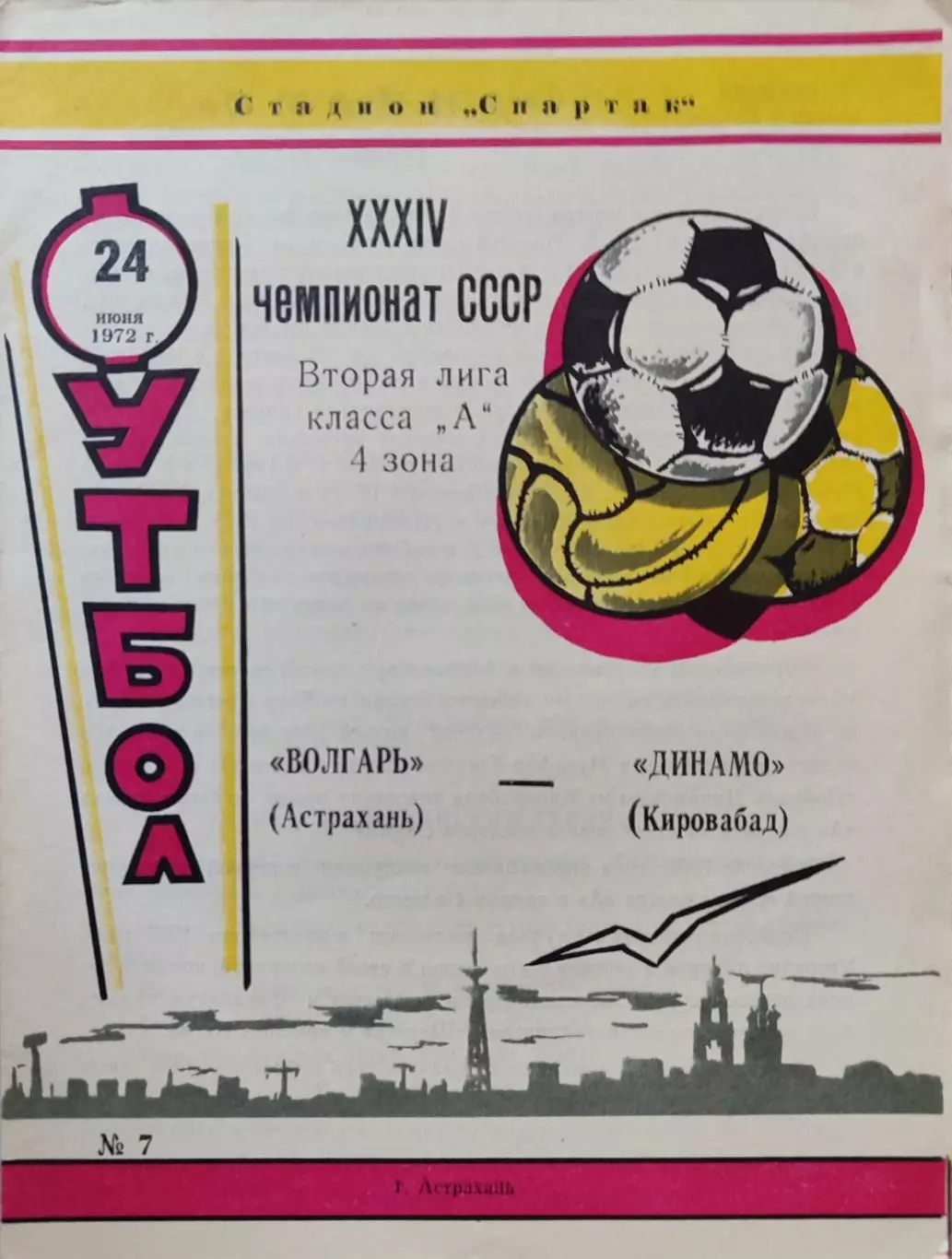 Волгарь Астрахань - Динамо Кировабад 24.06.1972