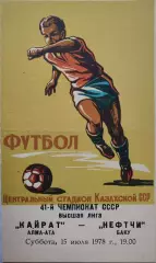 Кайрат Алма-Ата Нефтчи Баку 15.07.1978