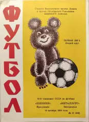 Шинник Ярославль - Металлург Запорожье 10.10.1980