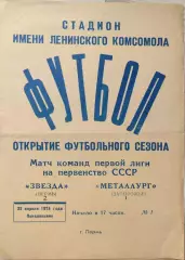 Звезда Пермь - Металлург Запорожье 22.04.1974