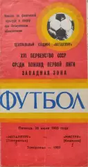 Металлург Запорожье - Нистру Кишинев 28.06.1985 вид 1