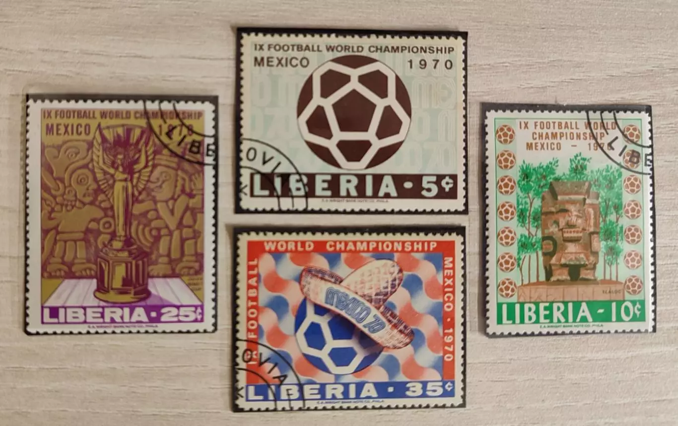 Либерия 1970 Чемпионат Мира в МЕХИКО-70 . 4 шт.