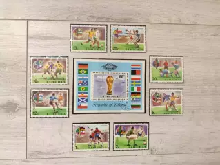 Либерия. Чемпионат мира Мюнхен 1974 . 1 блок + 8 марок