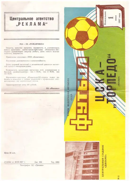 ЦСКА Москва - Торпедо Москва Кубок федерации футбола 1987