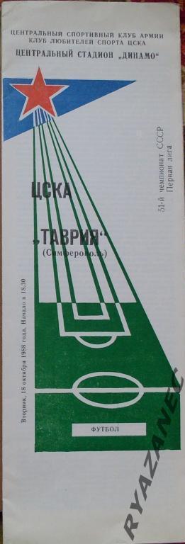 Футбол. ЦСКА (Москва) - Таврия (Симферополь) 18.10.1988