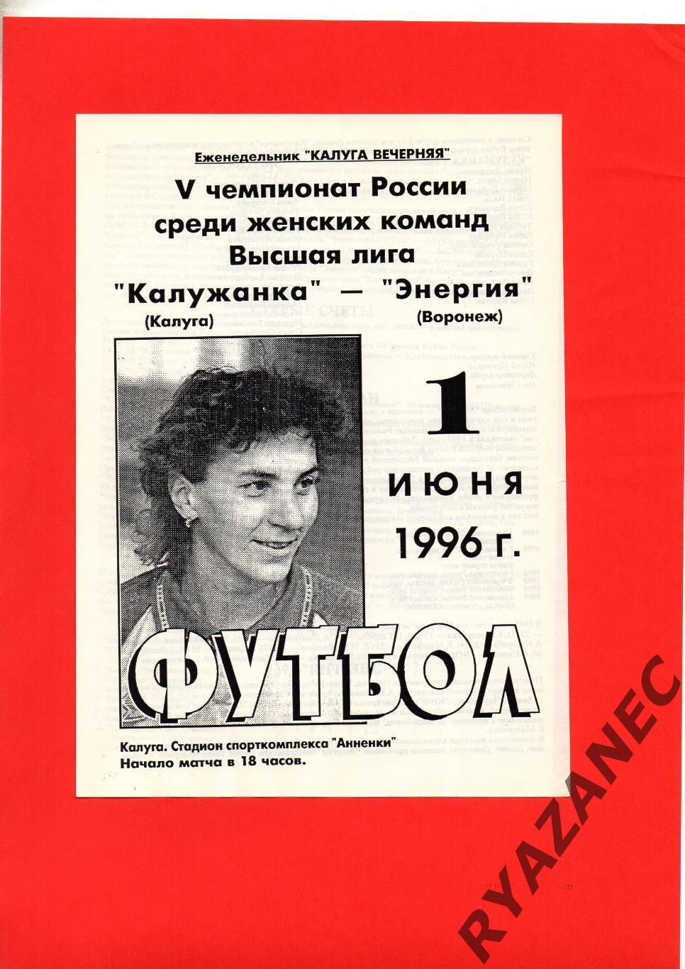 Женский футбол. Калужанка Калуга – Энергия Воронеж - 01.06.1996