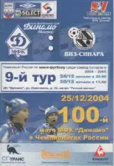 Программка. Мини-футбол. МФК Динамо (Москва) - Виз-Синара (Екатеринбург).