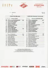 2025 Стартовый протокол. Спартак(Москва)- Пари НН (Нижний Новгород).