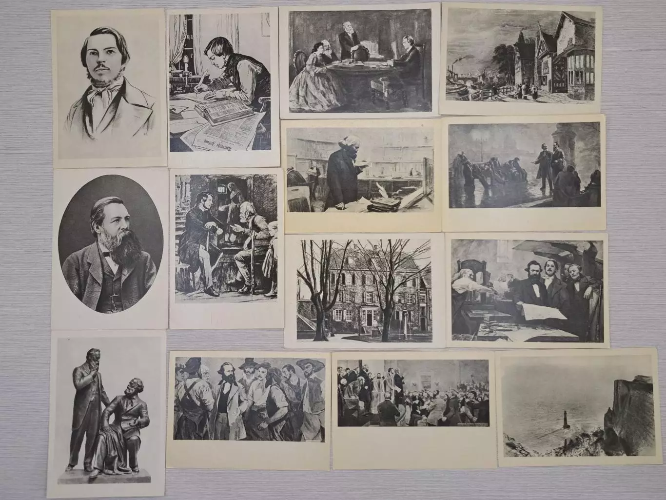 Набор открыток 1962 г. Карл Маркс и Фридрих Энгельс, Изогиз, Полиграфкомбинат 5