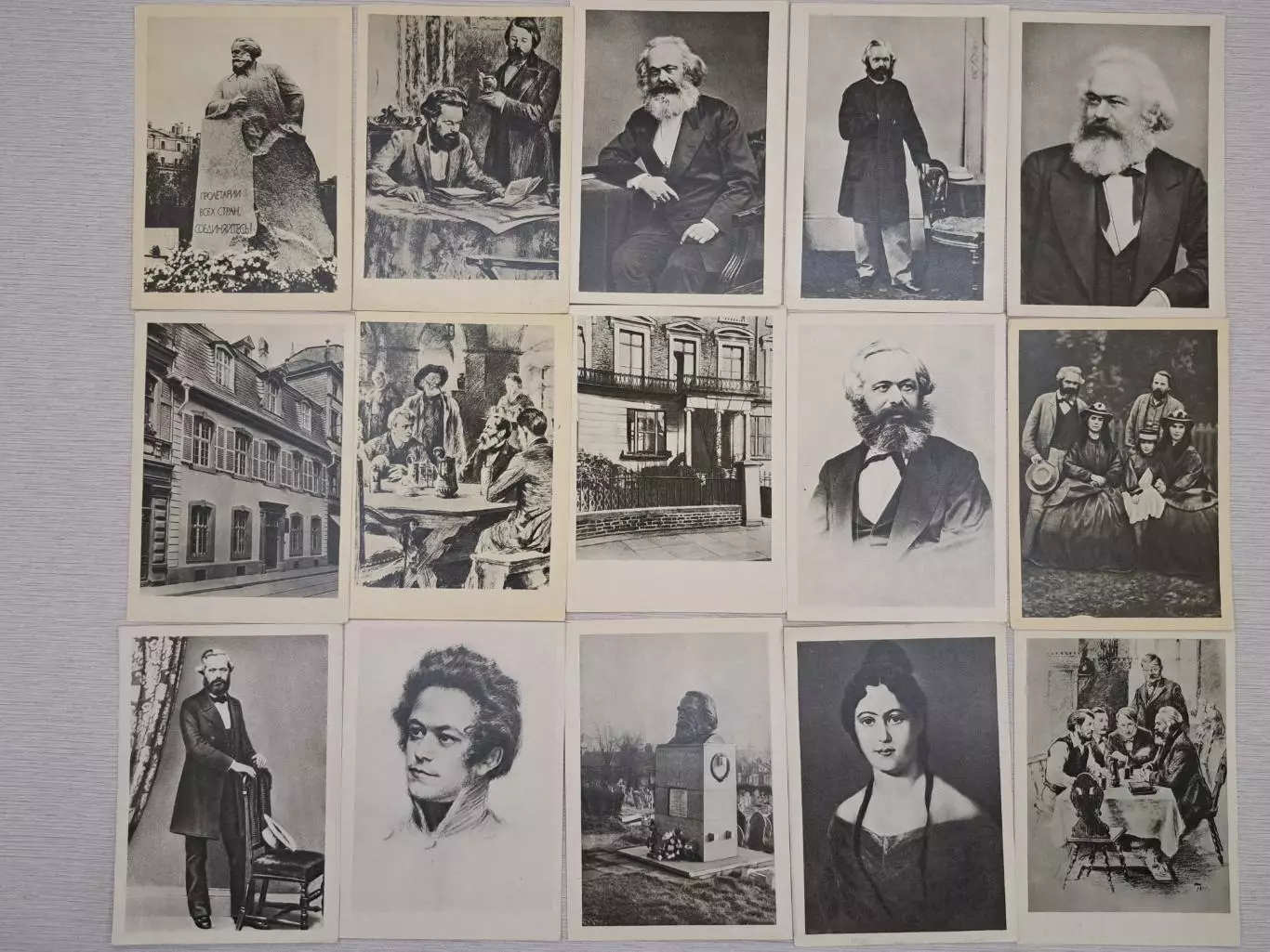 Набор открыток 1962 г. Карл Маркс и Фридрих Энгельс, Изогиз, Полиграфкомбинат 6
