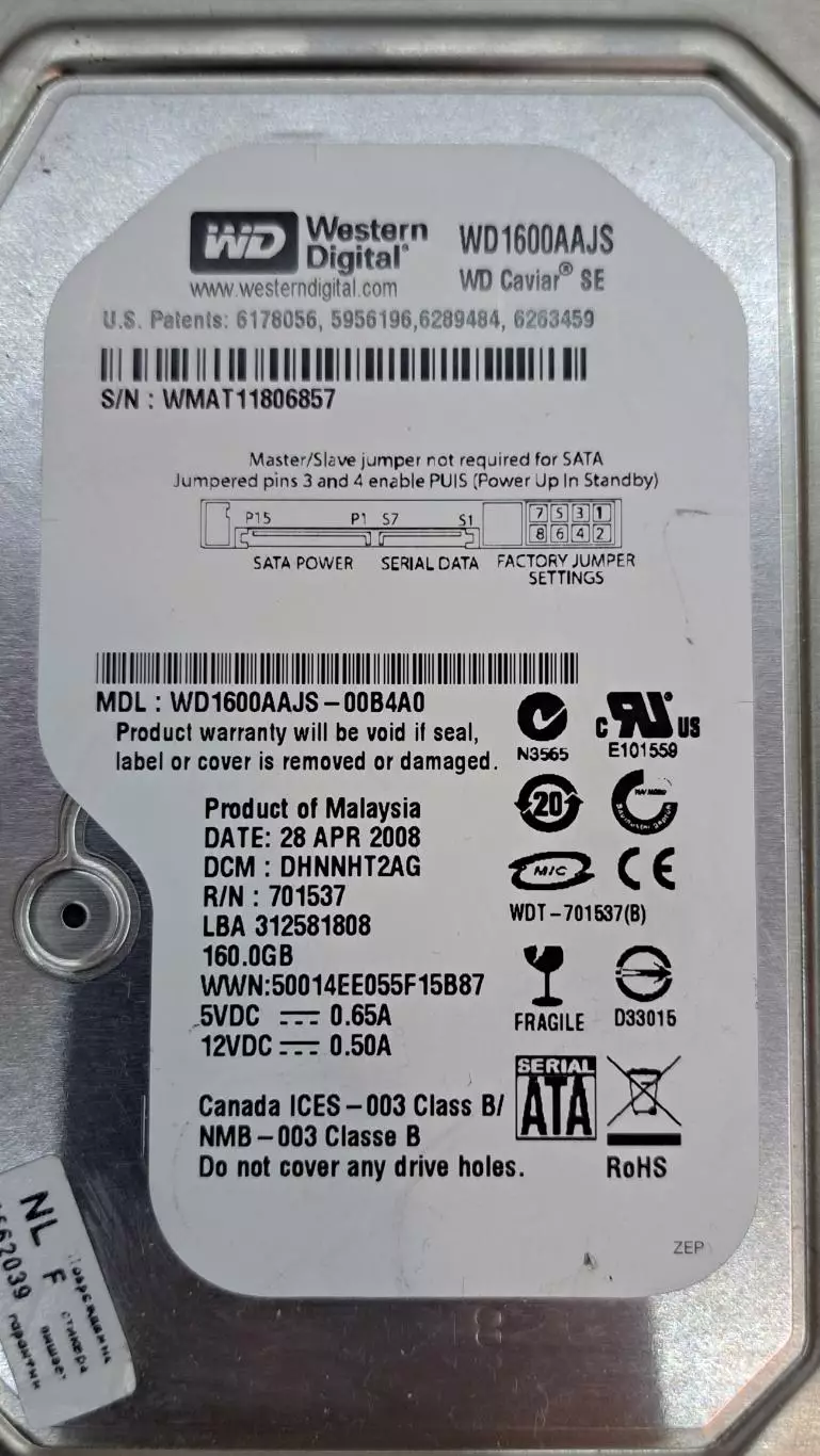 2 жестких диска WD Caviar SE по 160Gb, рабочие 4