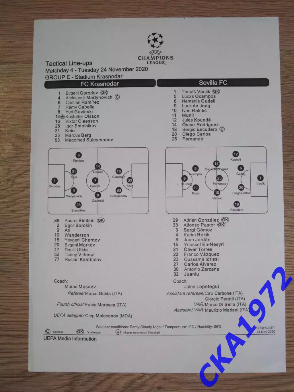 тимшит Краснодар Россия - Севилья Испания 24.11.2020 ЛЧ на английском языке