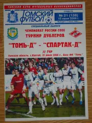 программа Томь Томск дублеры - Спартак Москва дублеры 2006