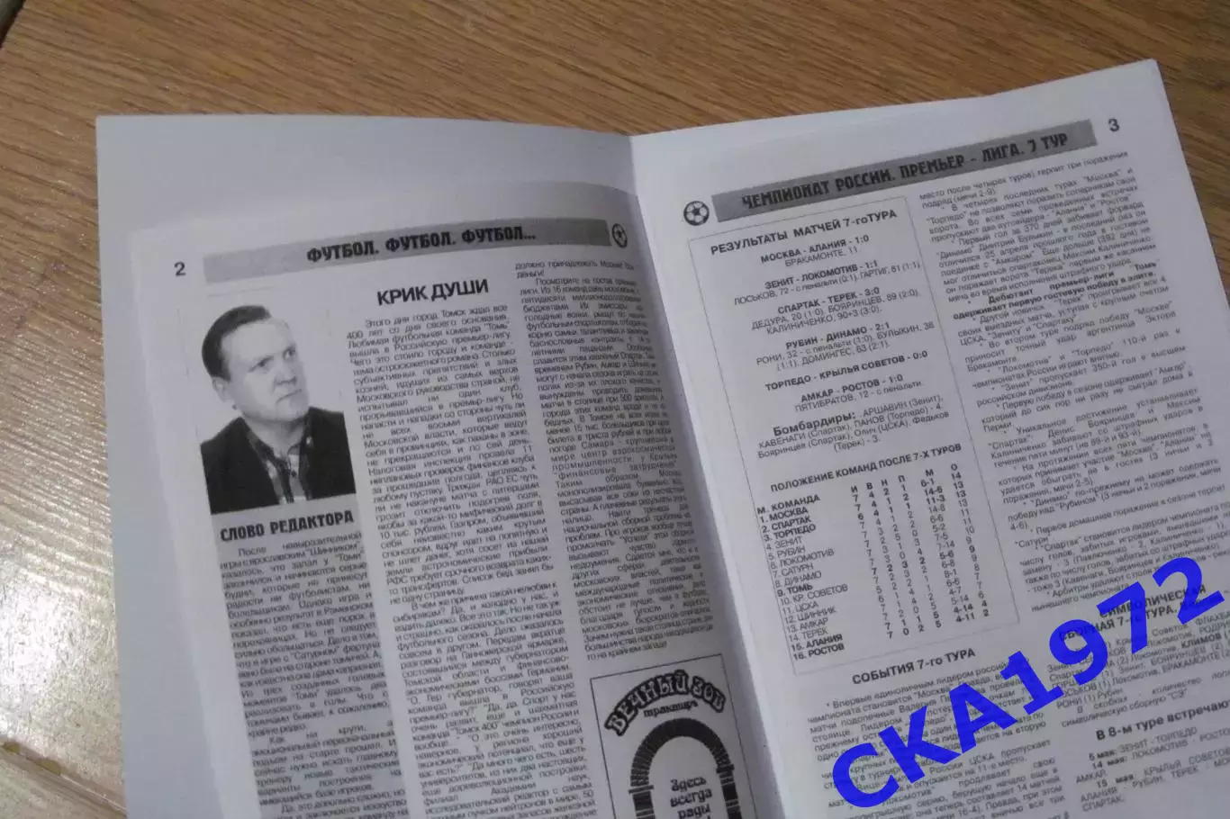 программа Томь Томск - Спартак Москва 2005 1