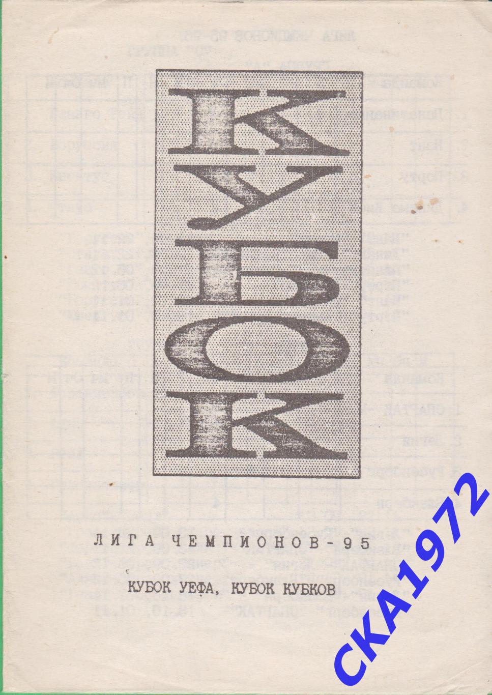 программа Лига чемпионов, Кубок обладателей кубков, Кубок УЕФА 1995-1996