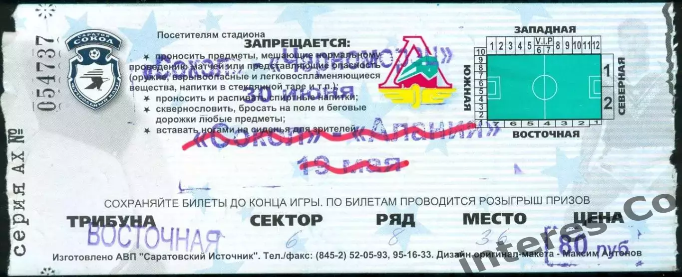 Сокол (Саратов) - Черноморец (Новороссийск) стадион Локомотив 90-е годы 1