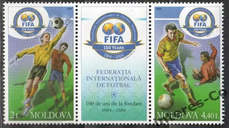 Молдавия ** 2004 100 лет ФИФА. FIFA. сцепка