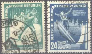 ГДР. DDR. 1952 зимние виды спорта. гашёные