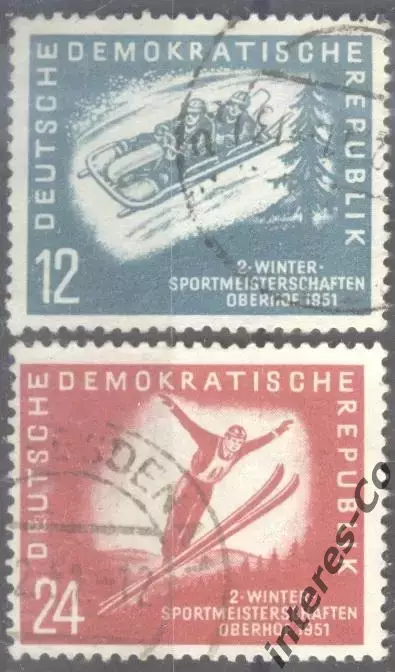 ГДР. DDR. 1951 зимние виды спорта. гашёные
