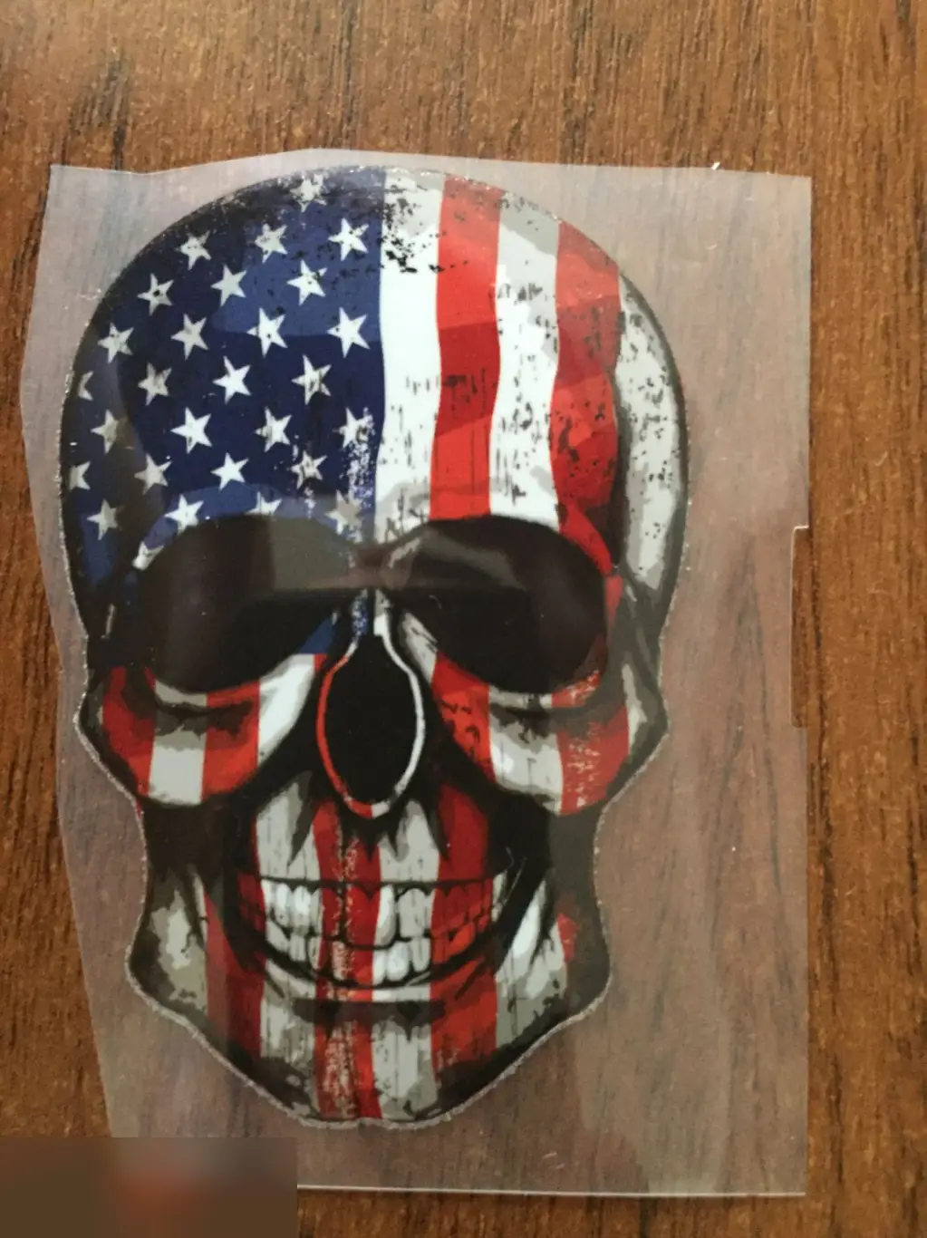 Череп флаг США маленькая термонаклейка для переноса на одежду