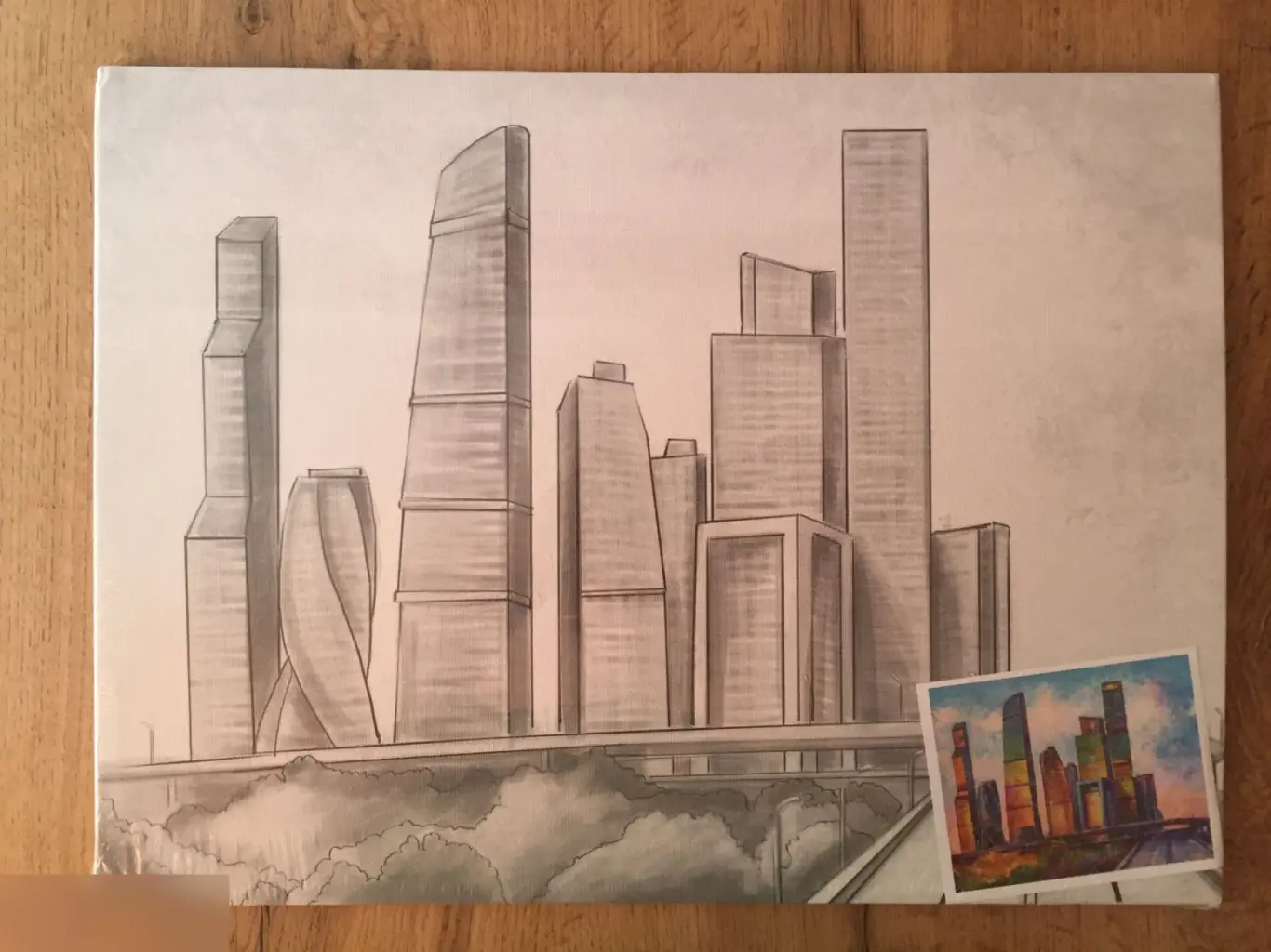 Холст грунтованный с контуром на картоне 30х40 см Brauberg