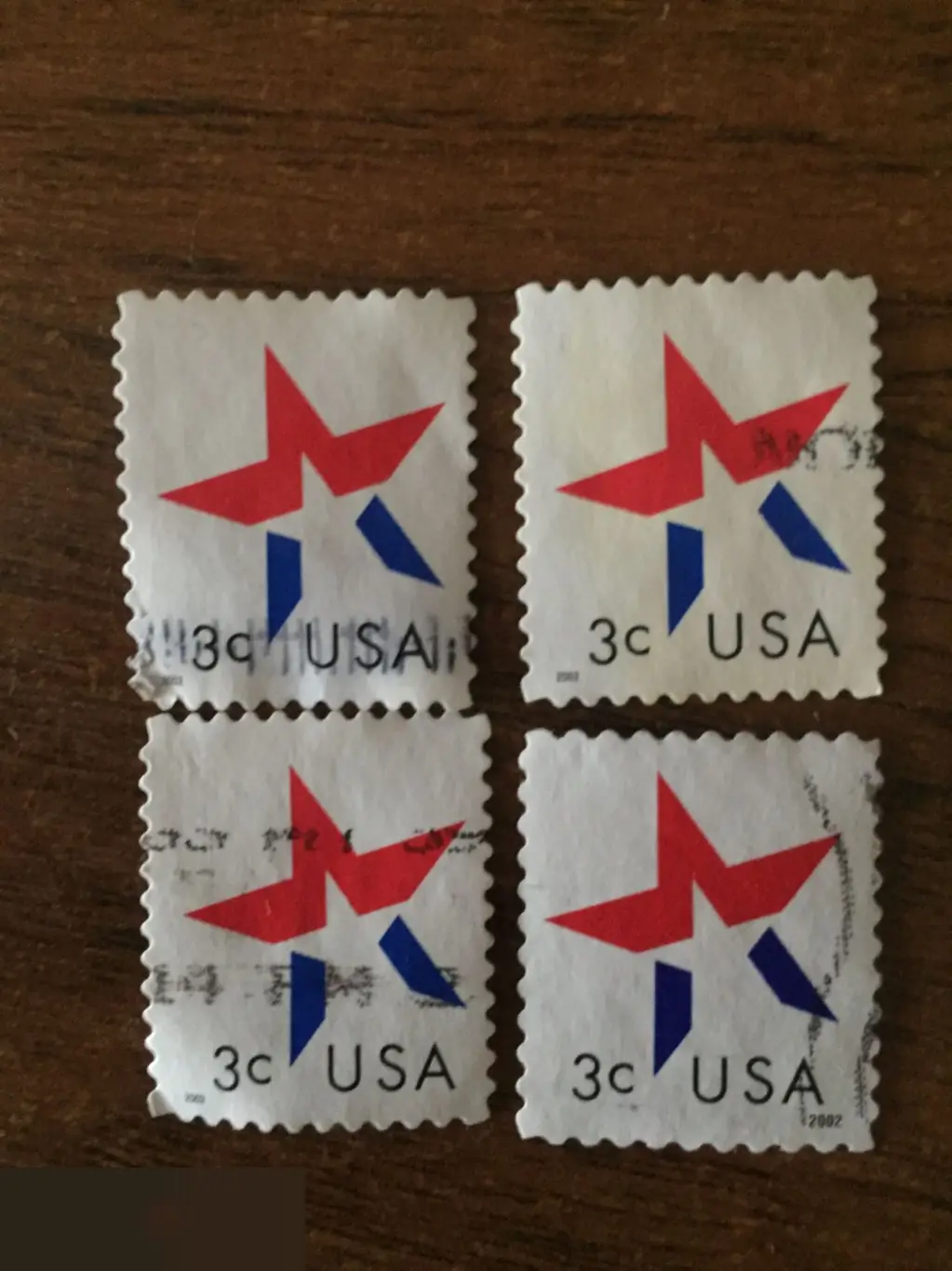Звезда США 4 почтовые марки 3 цента USA