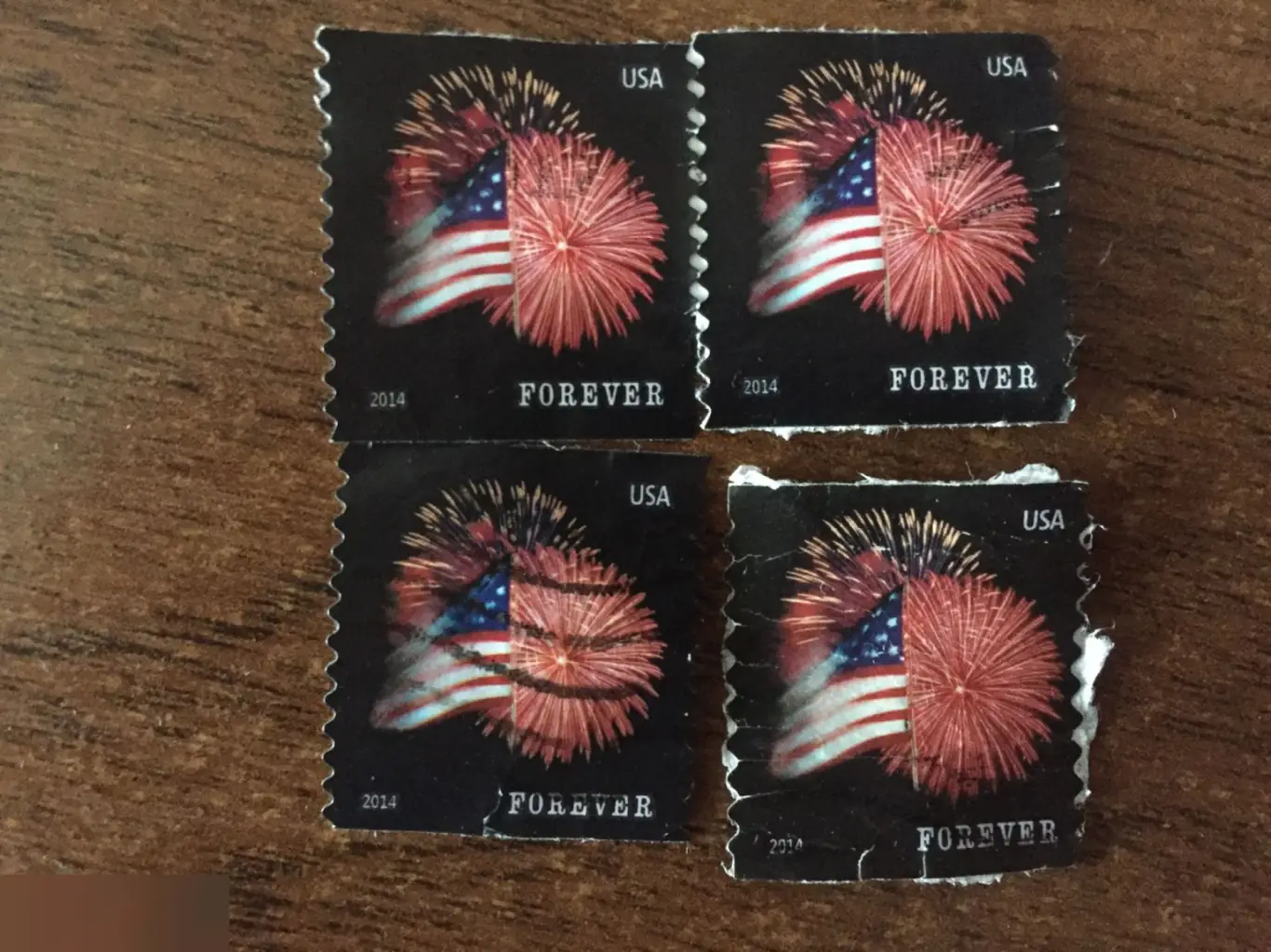 Фейерверк флаг 2014 США 4 почтовые марки forever USA