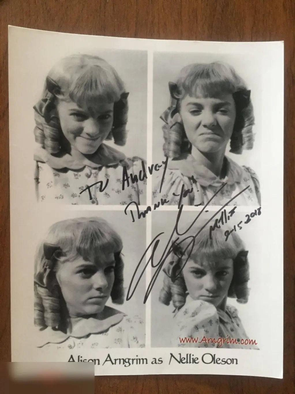 Элисон Арнгрим автограф на фото Маленький домик в прериях