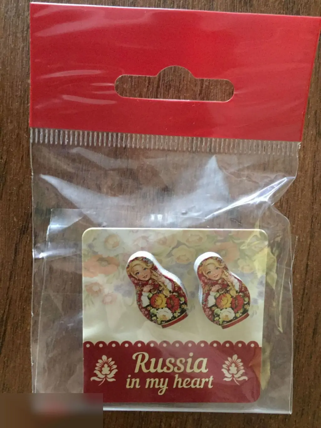 Матрёшки деревянные серьги-гвоздики