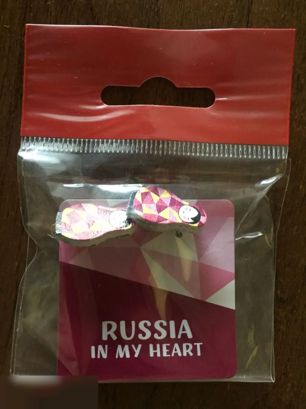 Матрёшки деревянные серьги-гвоздики