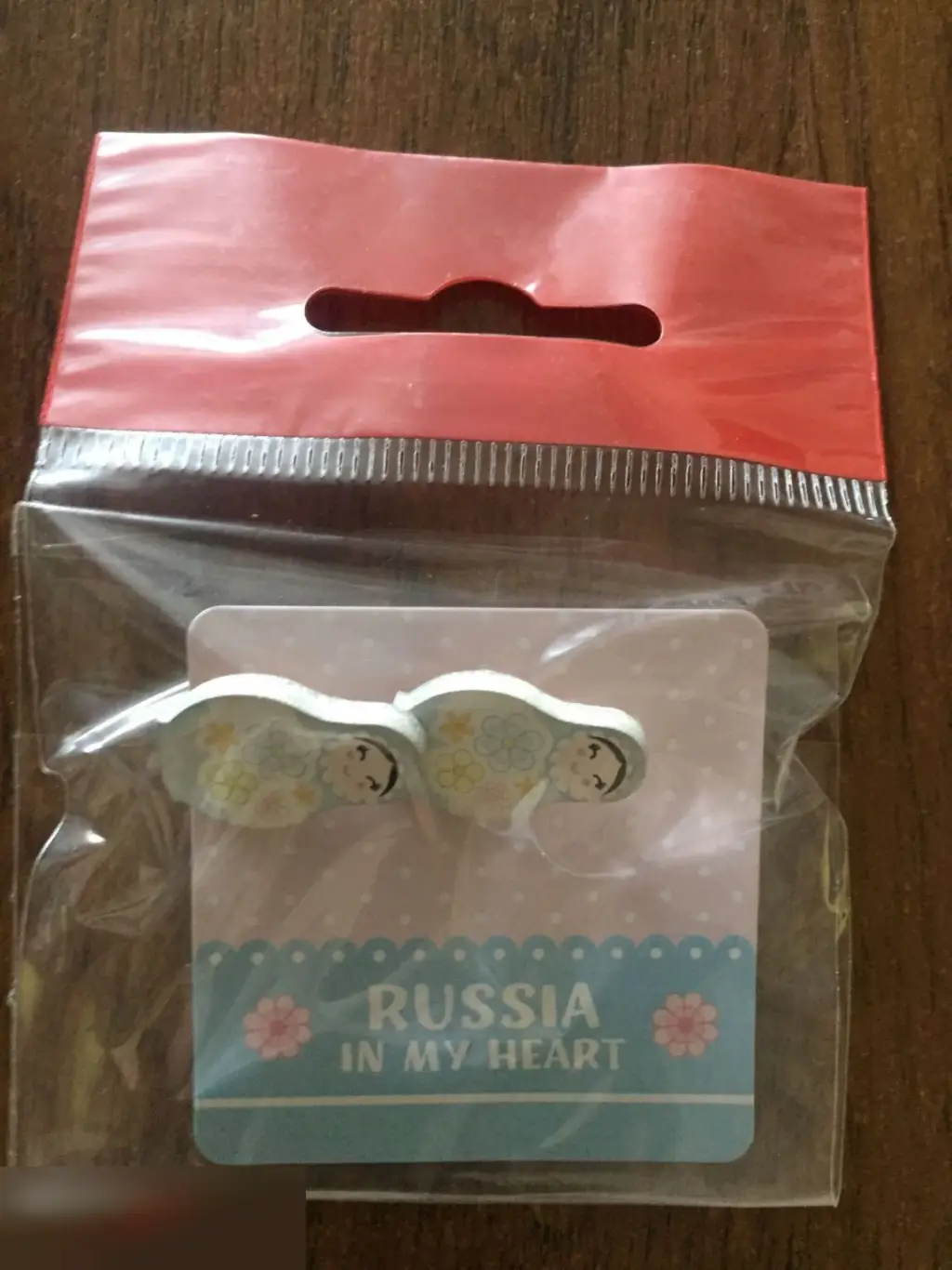 Матрёшки деревянные серьги-гвоздики