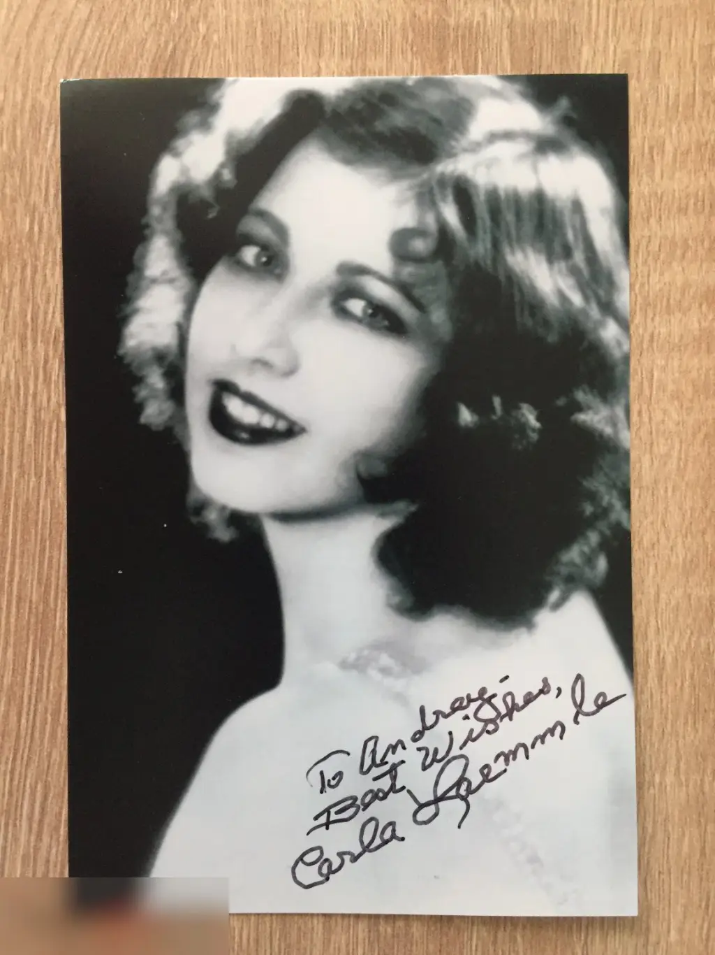 Карла Леммле автограф на фото