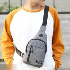 Сумка мужская через плечо серая