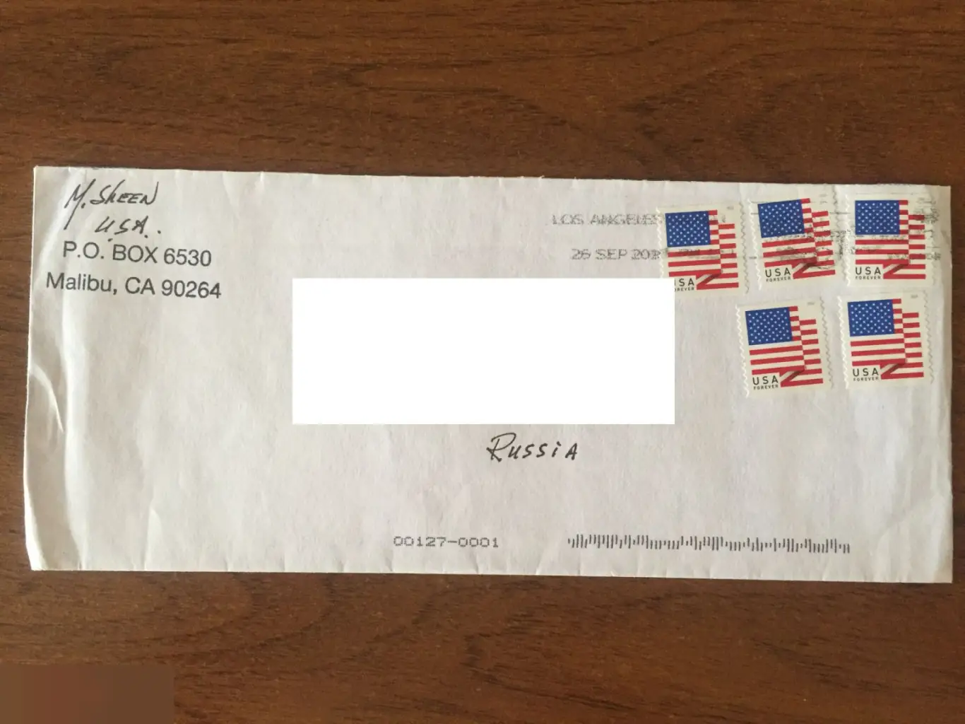 Мартин Шин записка и конверт 1