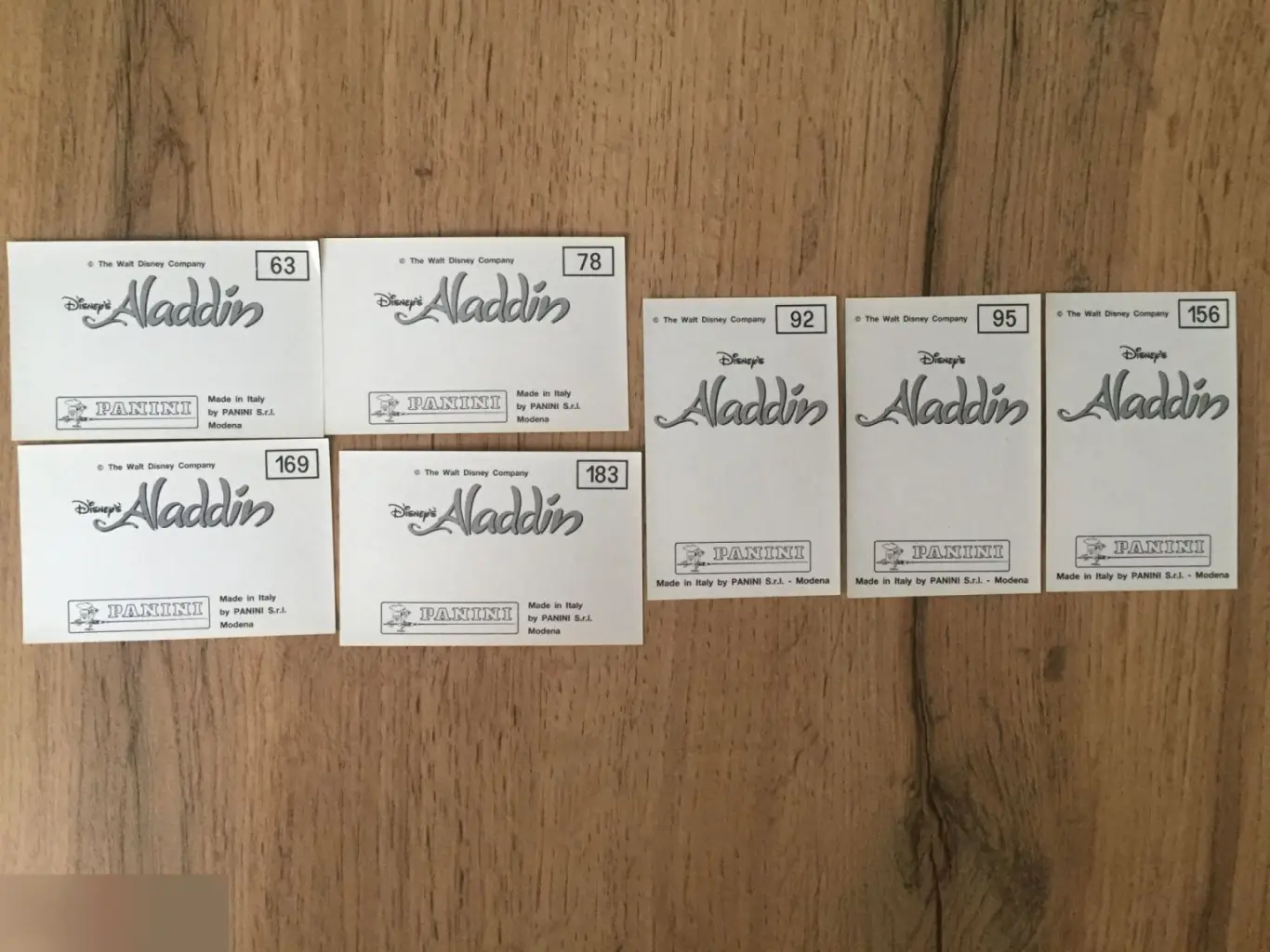 Aladdin Аладдин 7 коллекционных наклеек Panini Италия 1