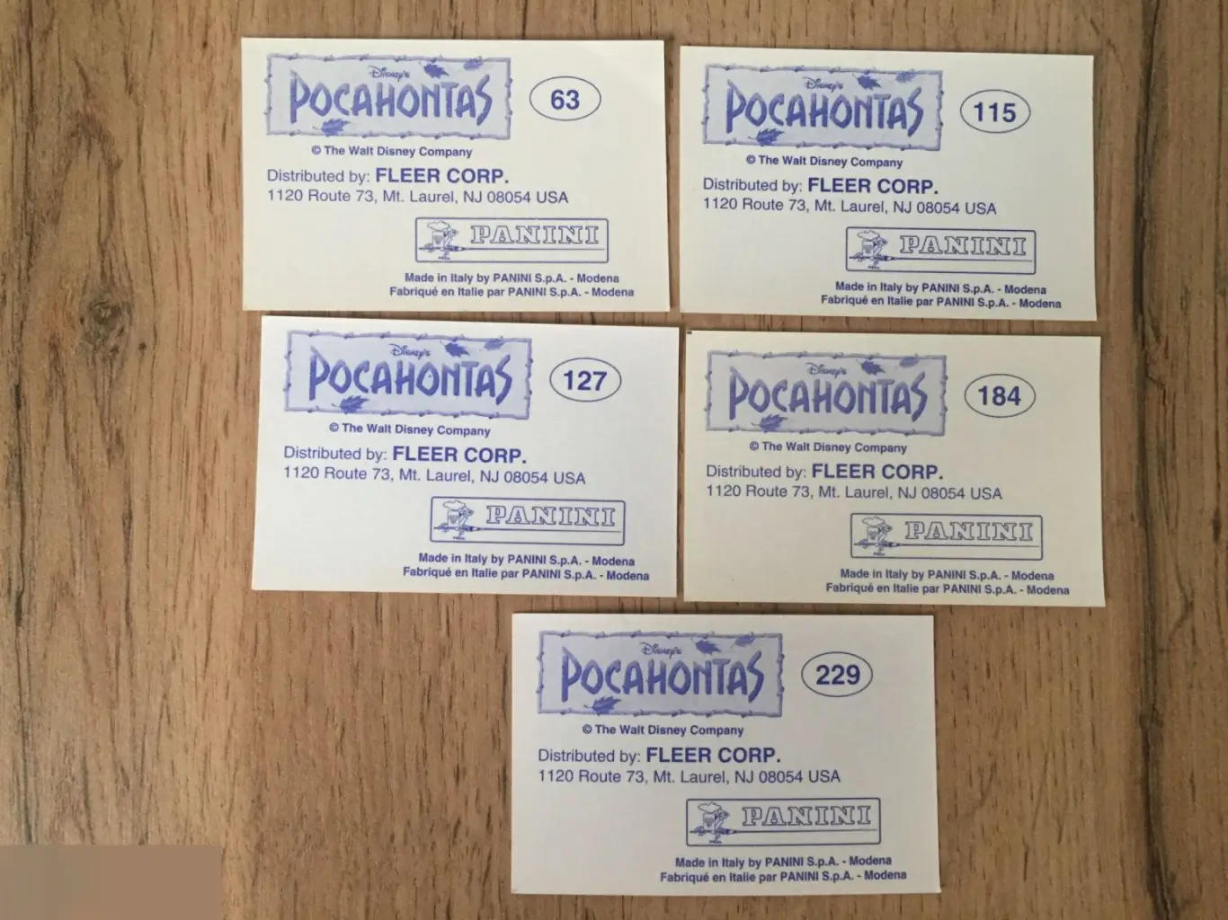 Pocahontas Покахонтас 5 коллекционных наклеек Panini Италия 1